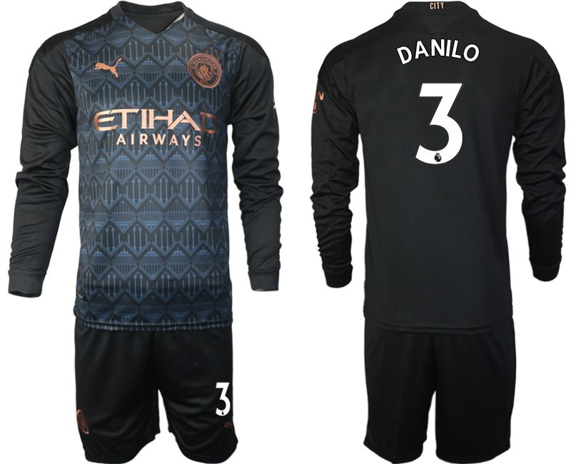 Men 2020-2021 club Manchester city home long sleeve #3 black Soccer Jerseys